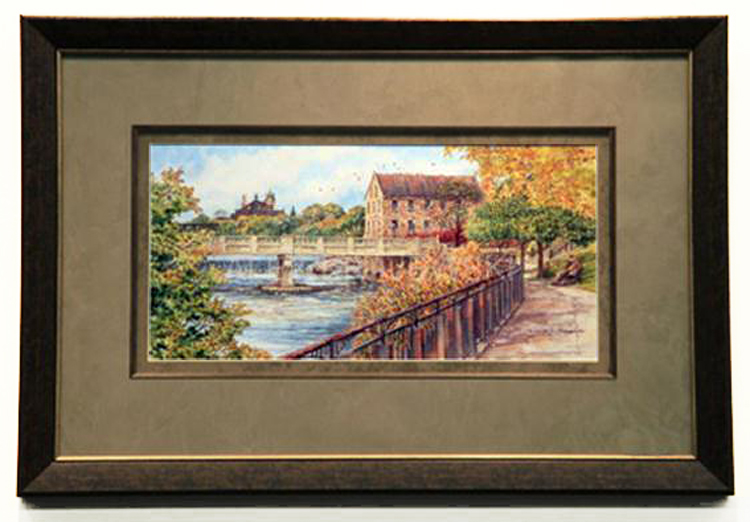 Park HIll bridge - Framed original watercolor by Alex Krajewski
