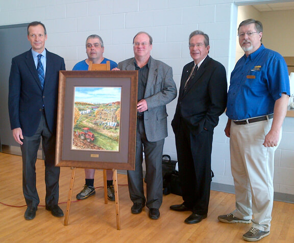 Donation of the Plowing Match painting by ALex Krajewski to the the North Dumfries Community Centre 