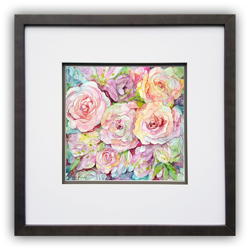 Rose Bouquet - framed original watercolour by Anna Krajewski - SOLD