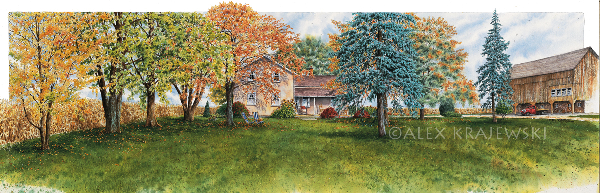 Dad'd Farm - commissioned house portrait by Alex Krajewski