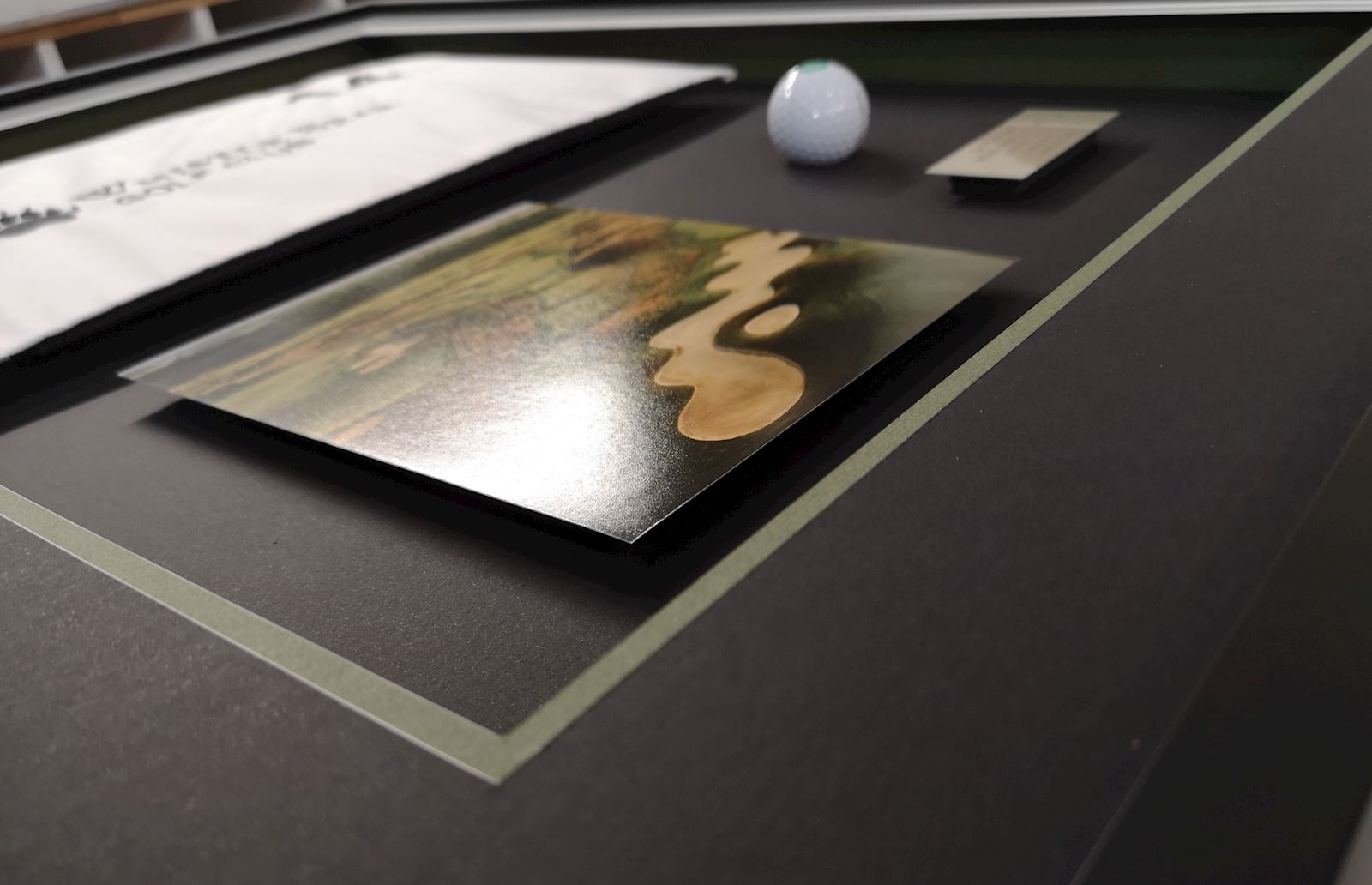 hole in one golf memorabilia custom framed by Krajewski Gallery