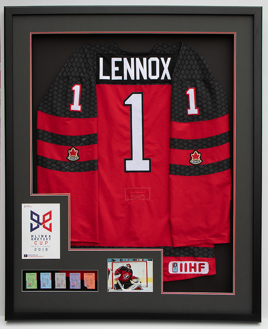 Tristan-Lennox-goalie-Jersey-framing-by-krajewski-callery-Cambridge-Ontario