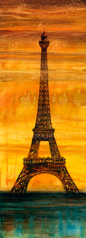 Eiffel Tower Watercolour Original by Alex Krajewski