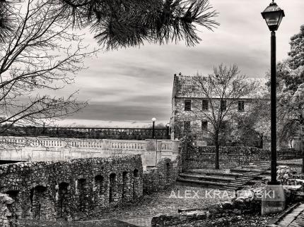 Mill Race and Cambridge Mill-Black & White - Krajewski