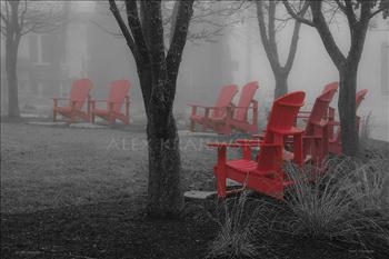 Elora Park with Red Chairs - Krajewski