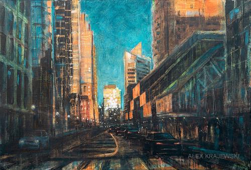 Toronto Sunset Reflections On Front Street - ORIGINAL - Krajewski