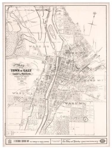 Map-Town of Galt - Sepia - Krajewski