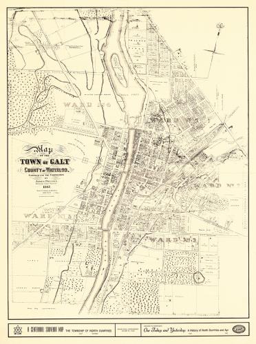 Map-Town of Galt - Vintage - Krajewski