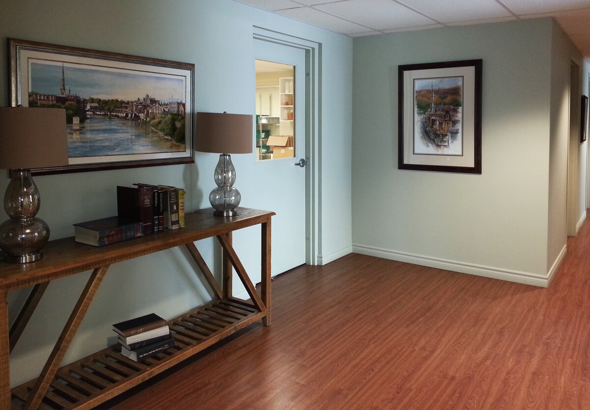 Alex Krajewski's Cambridge and Main Street framed prints at Transchem in Cambridge Ontario